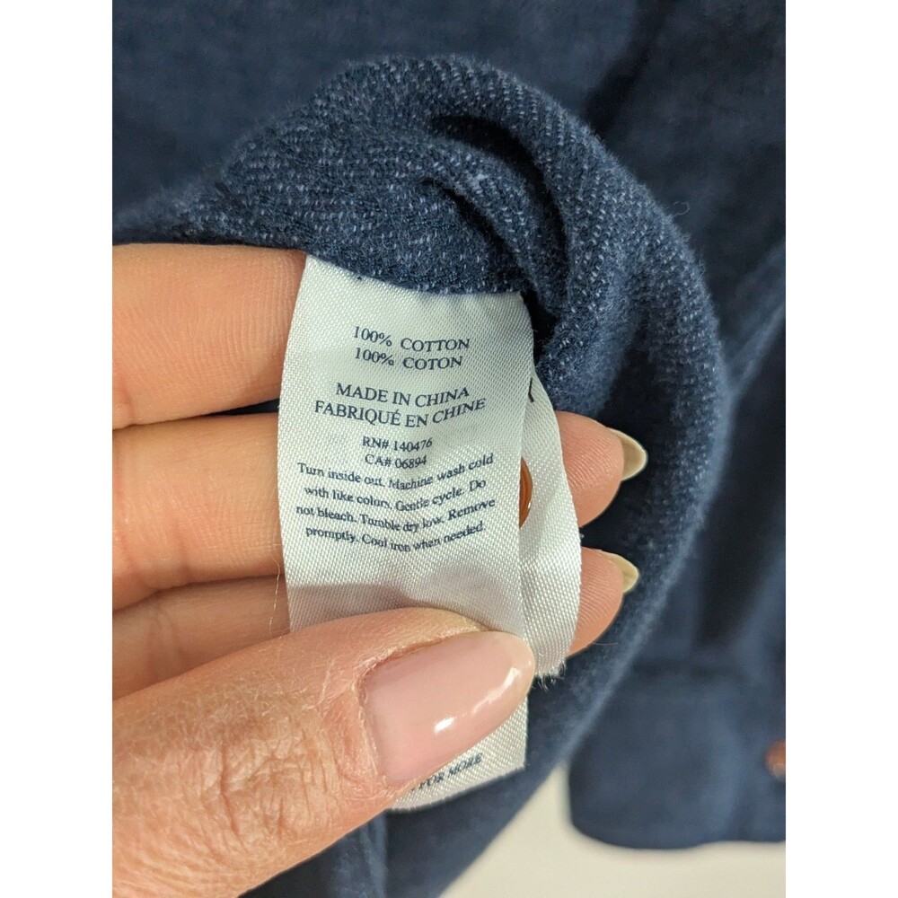 Faherty Shirt Mens Large Blue Brushed Alpine Knit Flannel Cotton Long Sleeve - Picture 9 of 10